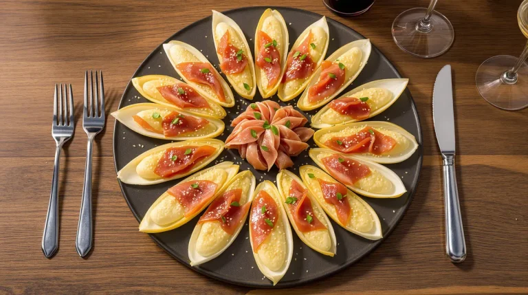 J’ai préparé ces petites barquettes d’endive au jambon pour un apéritif ultra express et bluffant